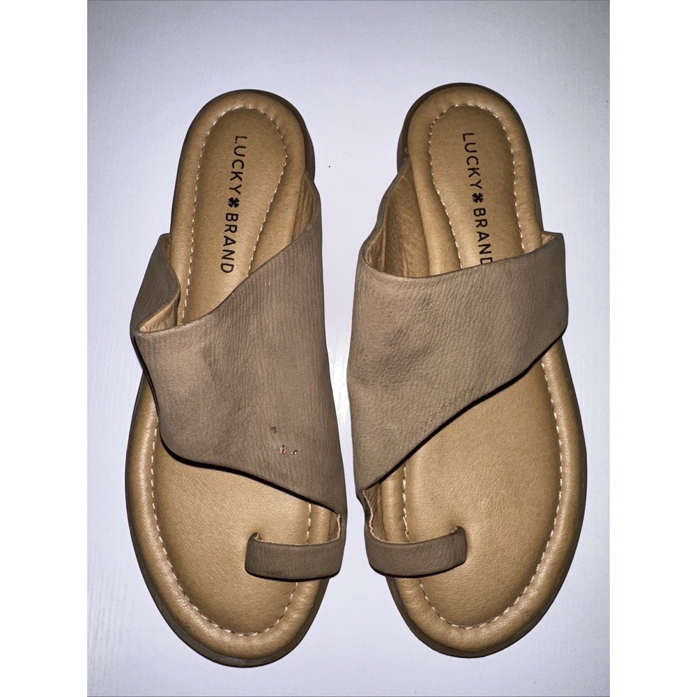 Lucky Brand Shoes Womens 8.5 Beige Toe Ring Slide Sandals
